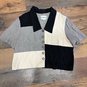 Vintage Perceptions Short Sleeve Cropped Button Down